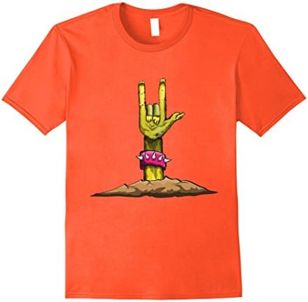 Mens Halloween Rocking Heavy Metal Zombie T-Shirt 2XL Orange