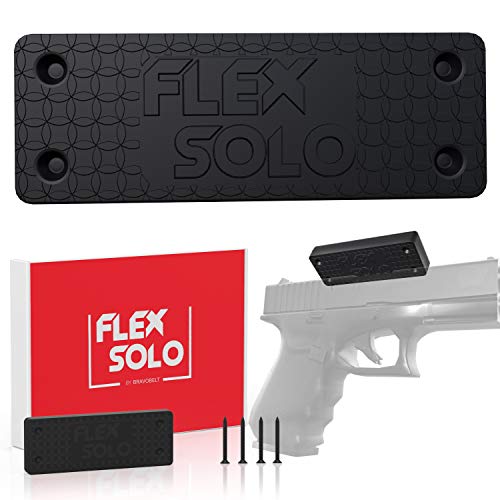 BravoBelt FlexSolo Magnetic Gun Mount - Heavy Duty 43 Lbs Rated | HQ Rubber Coated Magnet for Handgun, Rifle, Shotgun, Pistol - Concealed Holder for Car, Truck, Vehicle, Desks, Safes, Walls.