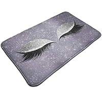 HUNANing Bathroom Rug Mat (30 X 18 Inch) Silver Gray Glitter Black Makeup Purple Sequin,Extra Soft and Absorbent Rugs,Machine Wash/Dry,Floor Mats for Tub, Shower and Bath Room