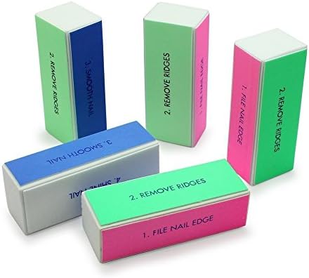 TENCHOE 2 PCS Buffer Buffing Sanding Block Shiner File Acrylic Nail Brush Set Art 4 Way (Colorful)