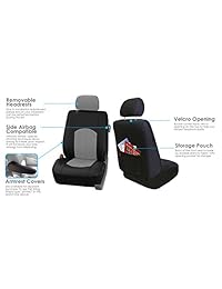 FH PU008115. Fundas perforadas de asientos de auto de piel sintética, color rosado negro. Compatible con la mayoría de los autos, camiones, todo terrenos o furgonetas, Gris