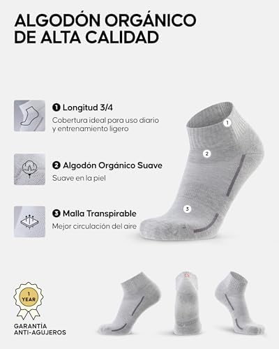 Meias até ao tornozelo, 3 e 6 Pack MC (2xPreto, 2x Cinzento, 2 Branco) 39-42
