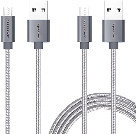 Hopopower 2Pack(1ft 6ft) Durable Braided Nylon Micro USB to USB Charger Cable Sync Charging Cord for Android, Samsung Galaxy, Google Nexus, LG, HTC, Nokia, Sony, Power bank (gray)