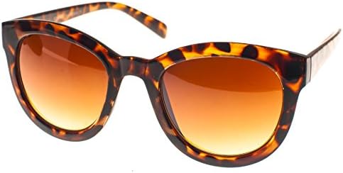 Kyara Eyewear Women's Oversized Plastic Round Shape Sunglasses Brown Lens Tortoise Frames