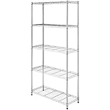 Whitmor Supreme 5 Tier Shelving with Adjustable Leveling Feet-Chrome-350 lb. Capacity per Shelf, Chrome