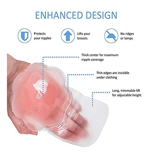 Nipplecovers, Silicone Reusable Breast Lift Nipple Cover Pasties Adhesive Strapless Sticky Bra for Women Upgrade