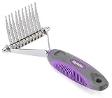 Hertzko Undercoat Dematting Comb/Rake Long Blades with Safety Edges - Great for Cutting and Removing Matted, Tangled, or Knotted Hair