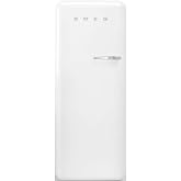 Smeg FAB28 50's Retro Style Aesthetic Top Freezer Refrigerator with 9.93 Cu Total Capacity, Multiflow Cooling System, Adjustable Glass Shelves 24-Inches, White Left Hand Hinge Made In Italy