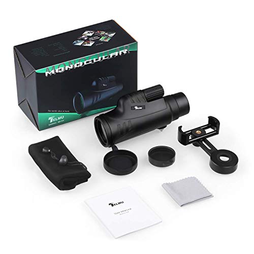 TELMU 10X42 Monocular Telescope, IPX7 Waterproof with Smartphone Holder, BAK4 Prism and FMC Objective Lens, Ideal for Bird Watching, Concerts Viewing, Hunting