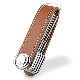 Bosiwee Smart Key Organizer, Compact Key Holder Leather Keychain, Folding Pocket Key Holder Chain (up to 16 keys)