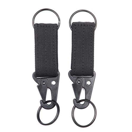 DETUCK(TM Tactical Nylon Belt Keepers Key Ring Keychain Clip Strap Belt Clip Holder Molle Bag Backpack Accessories (Black-2 Pack) - Thumbnail 2