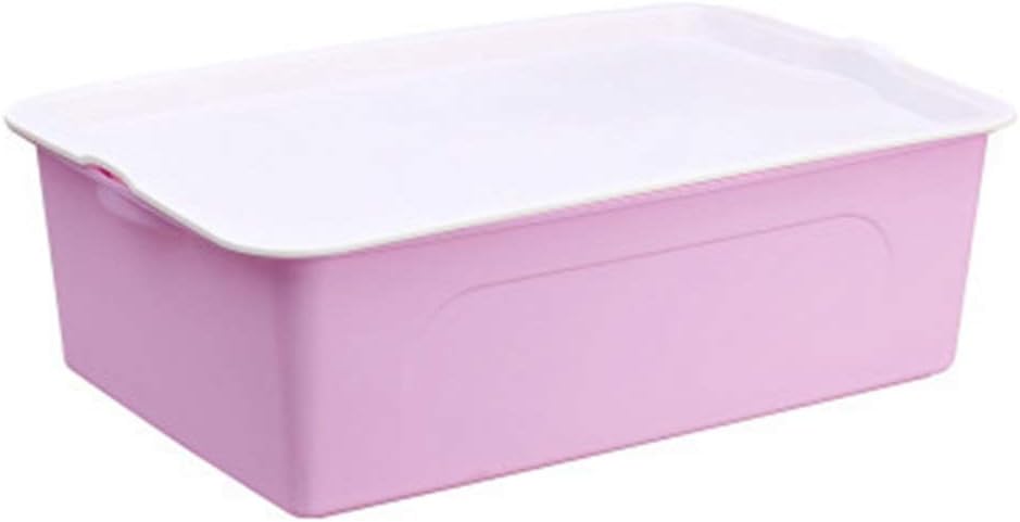 pink and white plastic toy box