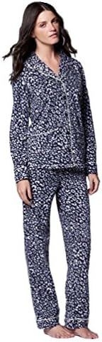 Simply Vera Vera Wang Women's Microfleece Pajama Set (Small AV/REG, Black Animal)
