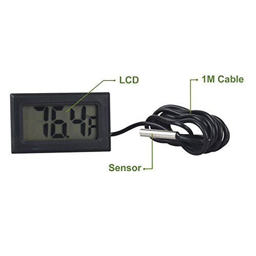 Qooltek Digital LCD Thermometer Temperature Gauge Aquarium Thermometer