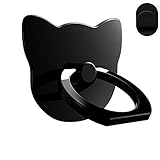 AIQAA All Metal Phone Grip Ring Stand Holder Car Mount for Smartphones (Cat Black)