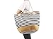 AmyHomie　Large size straw striped canvas beach bag, zip pocket travel bag, Christmas gift,Beach Bag Canvas Tote