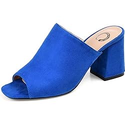 Journee Womens Adelaide Peep Toe Slip On Block Heel
