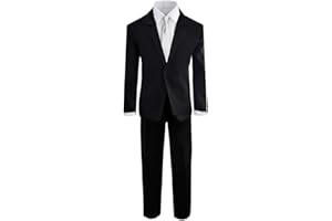 Black n Bianco Boys' Formal Black Suit with Shirt and Vest