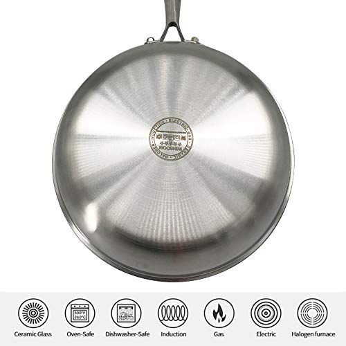 WINSDOM Stainless Steel Large Induction Deep Frying Pan, Saute Pans,12