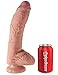 Pipedream King Cock Plus Dual Density Fat Cock Dildo with Balls, Flesh, 10