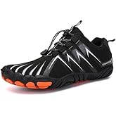 Clonicy Wide Toe Box Hiking Shoes for Men Zero Drop Minimalist Design Barefoot Shoes Trail Running for Walking Workout Outdoor Activities Black
