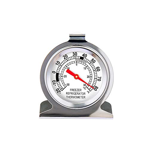 2 Pack Stainless steel Refrigerator Freezer Thermometer Large Dial Thermometer