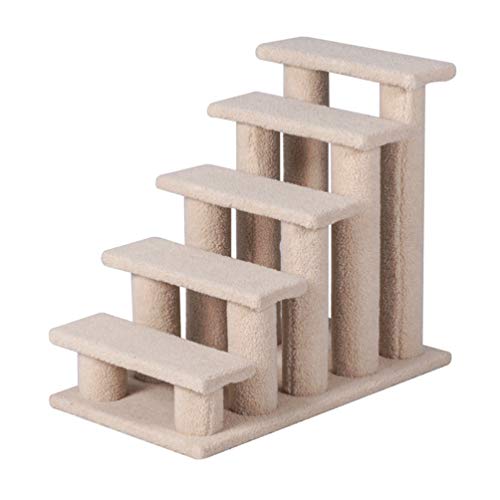 Good Life 25" 5 Steps Pet Stairs Carpeted Ladder Ramp Cats Scratching Post Cat Tree Climber for Cat Small Dogs Rabbit Beige Good Life 25" 5 Steps Pet Stairs Carpeted Ladder Ramp Cats Scratching Post Cat Tree Climber for Cat Small Dogs Rabbit Beige