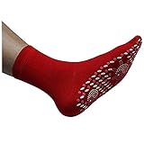 Self Heating Therapy Magnetic Socks Tourmaline Magnetic Unisex winter warm socks for massage Skiing (Red)