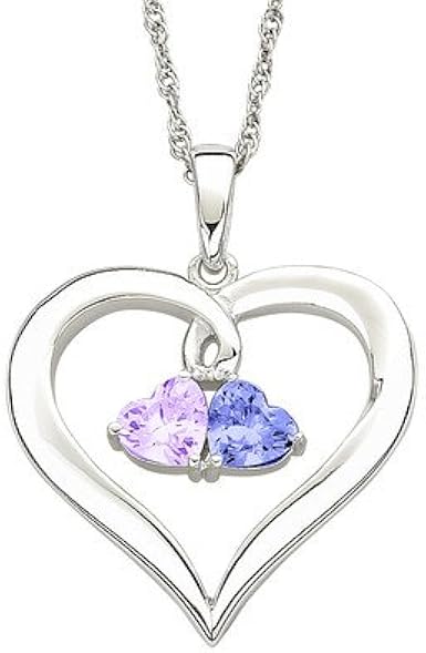 Amazon.com: Sterling Silver Couples Heart Birthstone Necklace Birthstone 1: December, Birthstone 