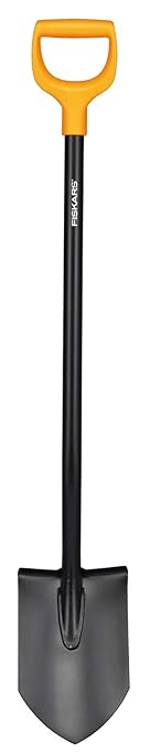 Fiskars Gärtnerspaten für harte, steinige Böden, Spitz, Länge 117 cm, Hochwertiges Stahl-Blatt/Kunststoff-Stiel, Schwarz/Oran