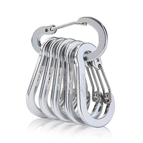 Booms Fishing CC1 Multi-Use Carabiner Clip, 6 Pack Small Caribeener Clips, Mini Keychain Caribeaner Clip 2 inch, Aluminum D Ring Carabiners, Silver — image 1