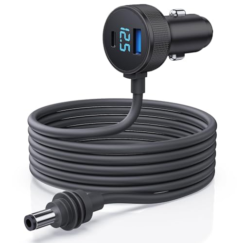 3 en 1 Cable de Alimentación CC para Starlink Mini, Adaptador para Encendedor de 12V-48V con Pantalla Digital, Puertos Tipo C PD de 35W y USB A de 30 W, Ideal para Camiones y Coches (5 metros, 18AWG)