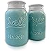 Vintage Style, Ceramic Salt and Pepper Shakers (Large 8 oz), Mason Jar Inspired - Set of 2 | Modern Farmhouse | Retro, Decorative, Durable and Functional by My Fancy Farmhouse (4 3/4 Inch Blue)