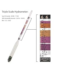 Elaboración de cerveza Firelight   Kit combinado de hidrómetros y tubos de ensayo de vidrio de triple escala   Medidas de gravedad específica, Brix y ABV   El juego incluye un paño de limpieza y un cepillo   para cerveza Vino Kombucha Mead Cider