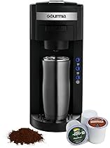 Gourmia GC150 JavaMaster 2-In-1 K-Cup and Ground Coffee Single Serve Coffee Maker with Hydroforce Extraction System and Adjustable Dispenser - 110/120V