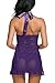 Avidlove Women Lace Nightwear Halter Lace Strap Chemise Babydoll Lingerie Set Dark Violet