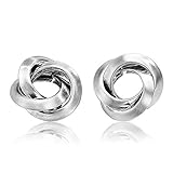 Mytys Stainless Steel Earrings for Girl Circle Cross Hoop Earrings Silver Plated Matte Brushed