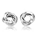 Mytys Big Silver Earrings for Girls Matte Brushed Circle Cross Women's Jewelry Earrings Studs