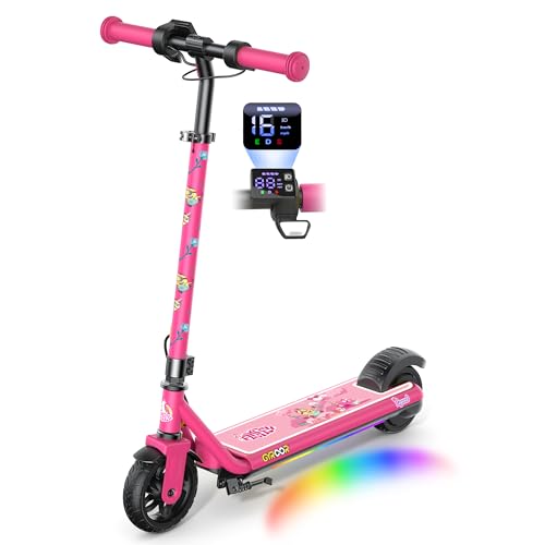 Gyroor H30Max E Scooter Kinder 6 bis 14 Jahre 150W Musik LED Doppelbremse,Rosa