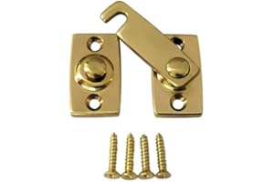 QCAA Solid Brass Shutter Bar/Door Latch, 7/8" x 2-3/32", Polish Brass, 1 Pack, Made in Taiwan