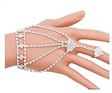 Boosic Wedding Accessory Rhinestone Finger Ring Bracelet for Women