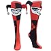 Harley Quinn Jester Knee High Socks, Red, One Size Fits Most (Shoe Size 5-10)