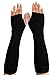 Women Stretchy Long Sleeve Fingerless Gloves (Knitted-Black) One Size
