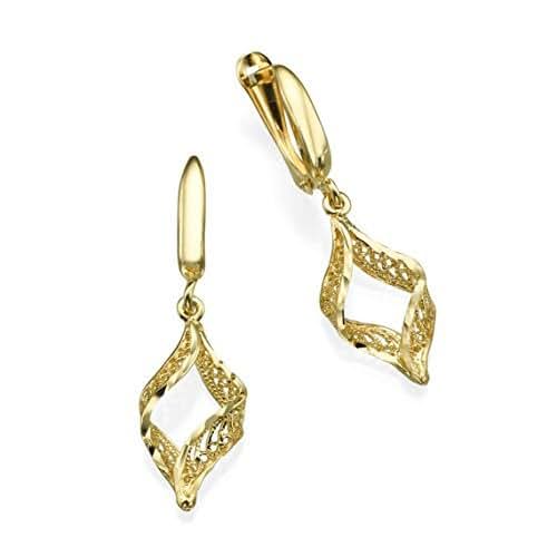 14k Gold Earrings Yeminite Filigree Earrings Drop Earrings