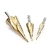 3pc HSS Titanium Coated Spiral Flute Step Drill Bit for Wood Soft Metal Woodworking Tool Bit,4-12/20/32mm