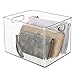 mDesign Plastic Storage Closet Organizer Bin, Container Bin for Entryway, Hallway, Linen, and Coat Closet - Organization for Clothing, Blankets, Toys, and Accessories, Ligne Collection, 2 Pack, Clear