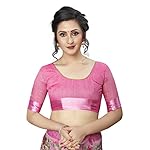 PERFECTBLUE Women's Blend Linen Saree with Unstitched Blouse Piece