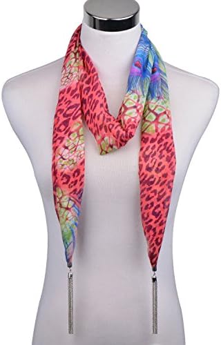LERDU Gift Idea Leopard Skinny Scarf Necklace for Women Bohemian Hair or Belt or Neck Scarf jewelry Accessories Ladies,18-red,One Size