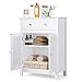 Tangkula White Bathroom Cabinet, Freestanding Wooden Storage Cabinet w/Large Drawer & Cabinet, 2 Doors, 3 Heights Adjustable Shelf, Bathroom Storage for Living Room Kitchen (White)