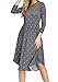 NICIAS Women Polka Dot 3/4 Sleeve Casual Dress Tunic Vintage Loose Swing Pleated Midi Dress with Pockets Grey M
